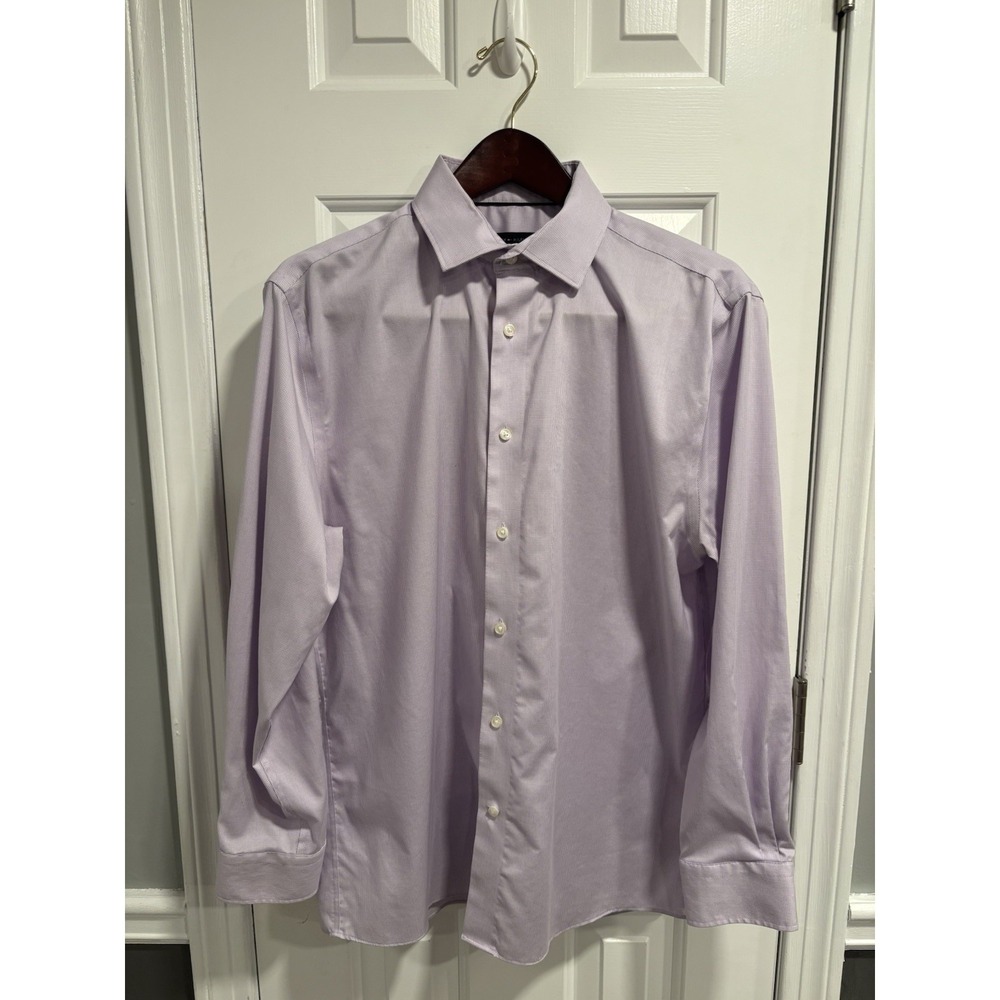 Tommy Hilfiger men's slim‎ fit Stretch Purple check shirt Sz 16 1/2 32/33